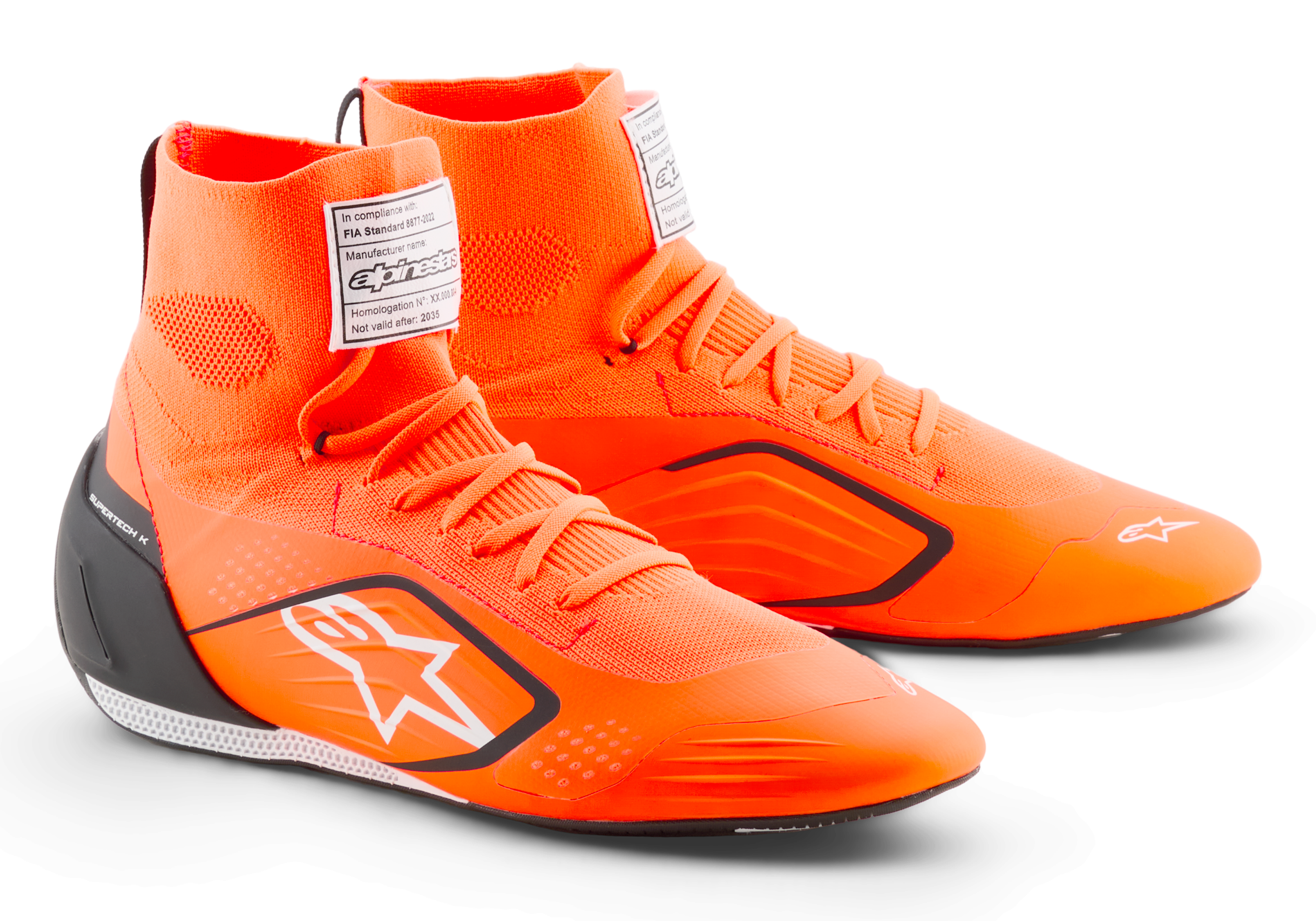 F.29　80本　ピュアスポーツ アルパインスターズ SUPERTECH K SHOES FIA｜ORANGE FLUO BLACK WHITE